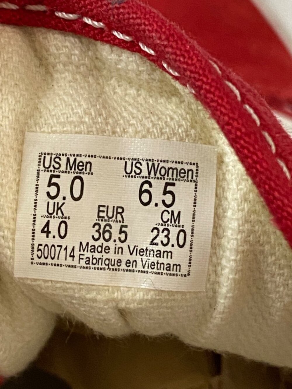 Vans Old Skool Red & White Classic Canvas Sneakers Women 6.5 Men 5 Unisex - Picture 11 of 11